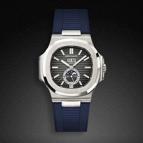 patek philippe nautilus blue rubber strap|Patek Philippe replacement leather strap.